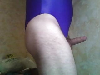 Purple spandex swimsuit...