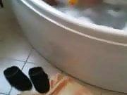 Woman films her Husband in the Bathtub - Huge Cock & Balls