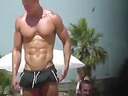 Muscle hunk at the beach