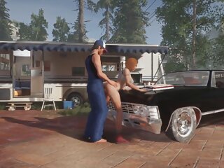 Trucker has sex on a Chevy Impala