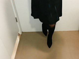 Black Suede Boots with Pantyhose Teaser 2