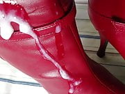 Cum in Red Ankle Boots