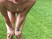 Mowing grass naked 