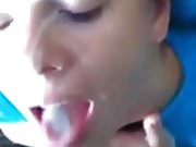 Pretty Girl Sticks Out Her Tongue For Cum