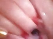 Loose Slut Rubs Her Gaping Creamy Pussy Until She Cums