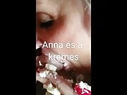 Anna Valentine eating creamy napoleon from a dick