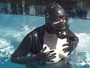 Gasmask Woman in the Pool 