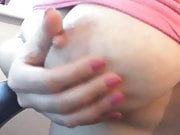 Big tits, pink nipples licked and played with