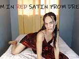Cum in Red Satinsilk Night Dress