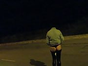 Crossdresser showing ass in public