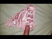 Wife's Pink Satin Panties Gets Another Load