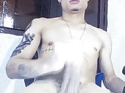 Hot sexy Latino edging huge hung cock
