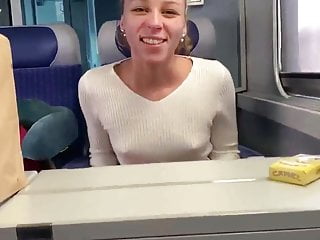 Lucie sucking in the train