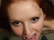 Titty pierced red head blows me