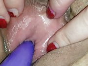 Butt plug stretching her peehole 