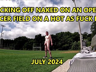Risky Public Jacking Off on Soccer Field on Hot and Humid day