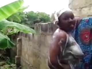 African, Outdoor, Public Nudity, Taking a Shower
