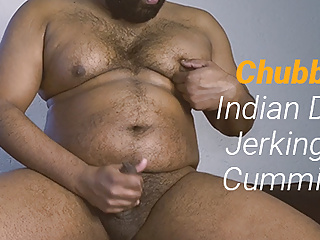 Chubby indian bear jerking cumming...