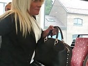 Voyeur sexy blond mature in the bus in Belgium 