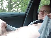 German man wanking in car.mp4