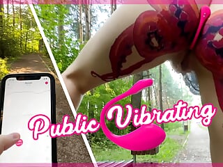 Public Outdoor, Shaved Pussy, Vibrator Masturbation, Public Nudity