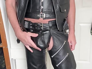 Leather and Latex daddy bulging and horny