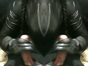 smoking wife jerking cum off two of me in leather gloves