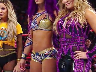 Banks With Trish And Natalya Fighting Alica Fox...