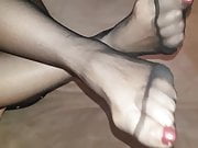mom very smelly feet in well worn pantyhose