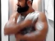 straight muscle bear shower tease