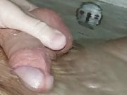 Bathtub close up slow jerk off