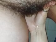 Fingering Hariry Pussy and Squirting in Hotel Bathroom