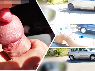 Public Handjob, Cock Pulling, Real Public Sex, Car Flash Cum