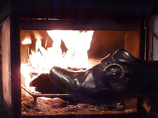 Burning, Fireplace, Wife, Shoe