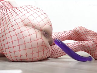 Anal masturbation 05.2021 - Inserting purple dildo -