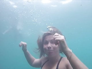 Mature lady underwater 