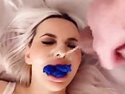 Girl with panty stuffed mouth takes cumshot