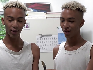 Skinny black twink identical twin brothers...