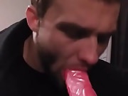 white boy deep throating pink dildo 