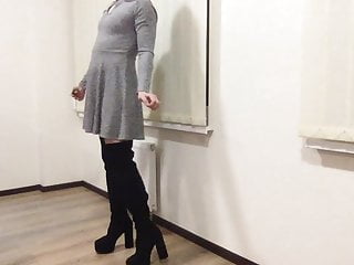 Schoolgirl Dress And High Overknee Boots