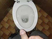 Pee in public toilet and cum on the graund