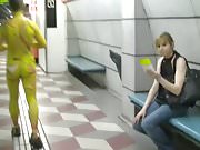 Bodypainting Boy In Subway