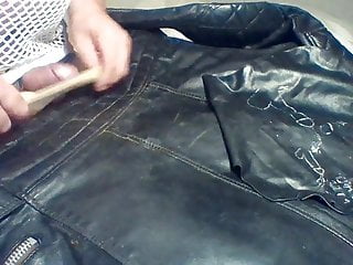 Piss and cum on vintage leather...