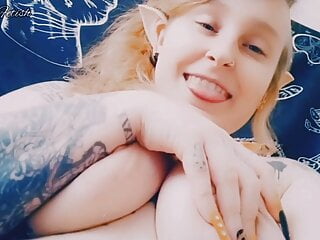 Big Boobs Blonde Boob Tit Webcam video: Elf smokes a cigarette and shows tits