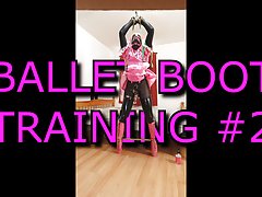 Sissy Maid Ballet Boot Training #2.. now with Huge Cone Dildo and Rigid Spreader Bar