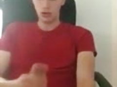 cute twink jerking off his XL dick for cam (1'14'')