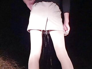 Korean sissy public squirt wet pantyhose...