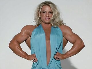 Big Woman, Blue Dress, Muscle Girl, Big Blonde