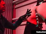 Freaky Deaky Rubber Doll Punishes Bondage Latex Slave Girl!