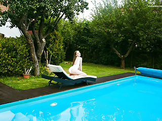 Petite Russian Marfa Swims Nude Pool...